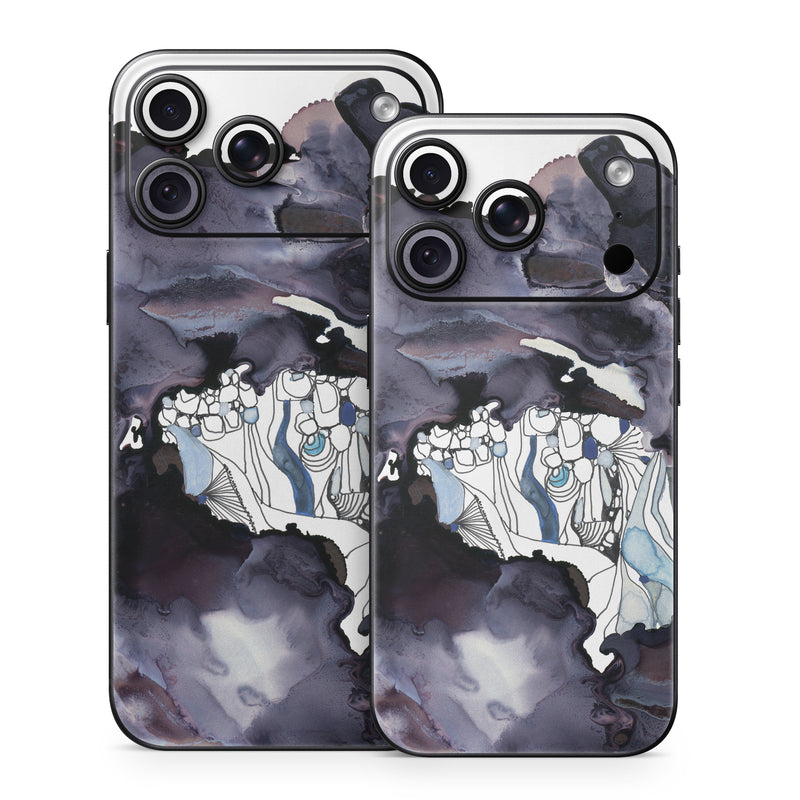 iPhone 18 Series Skin design of Watercolor paint, Illustration, Art, World, Paint, Cg artwork, Drawing, Graphic design, Animation, Rock, with black, purple, white, blue colors