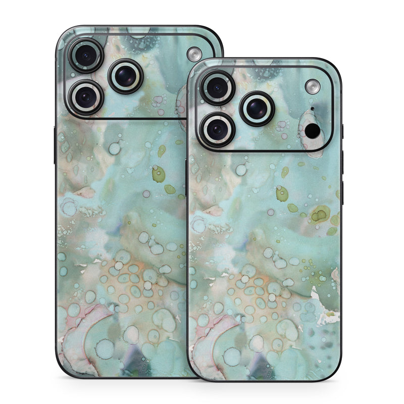 iPhone 18 Series Skin design of Aqua, Blue, Green, Watercolor paint, Pattern, Turquoise, Organism, Design, Art, Painting, with blue, green, pink colors