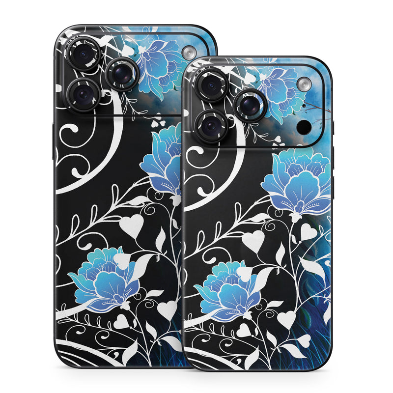 iPhone 18 Series Skin design of Blue, Pattern, Graphic design, Design, Illustration, Organism, Visual arts, Graphics, Plant, Art, with black, blue, gray, white colors