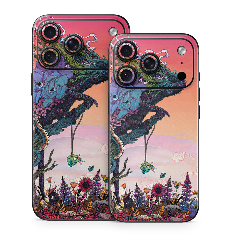 iPhone 18 Series Skin design of Illustration, Fictional character, Fiction, Art, Organism, Plant, Tree, Graphic design, Cg artwork, with red, orange, green, purple, white, blue, brown colors