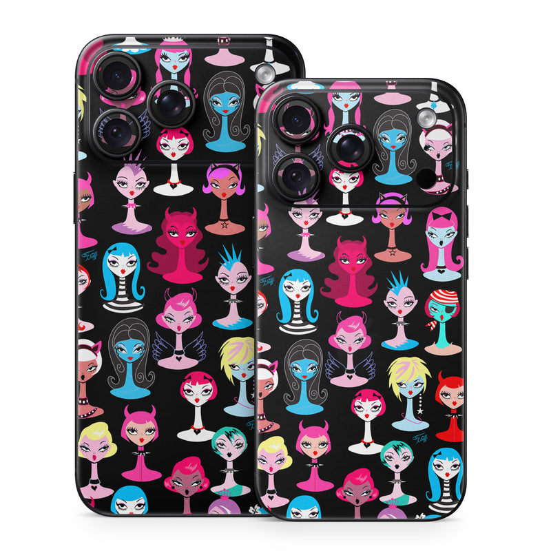 iPhone 18 Series Skin design of Facial expression, Product, Font, Pink, Red, Magenta, Material property, Pattern, Fictional character, Illustration, with black, pink, blue, brown, red, green, white, yellow colors