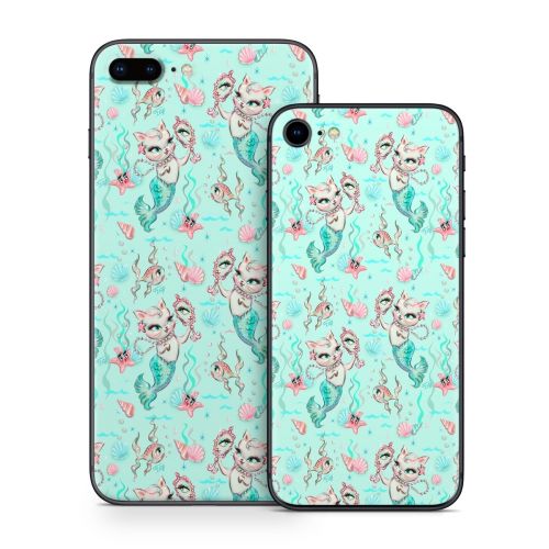 Merkittens with Pearls Aqua iPhone 8 Series Skin