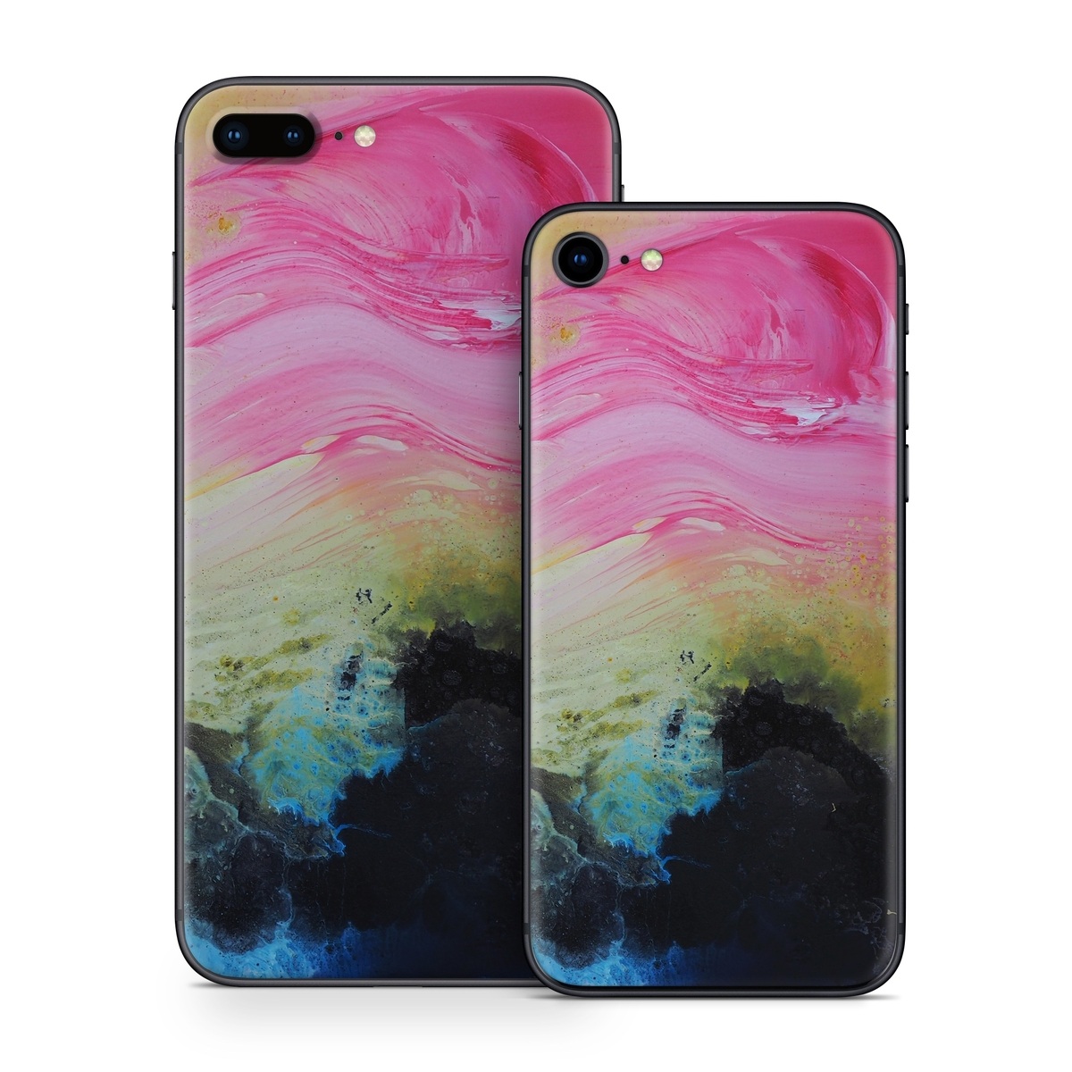iPhone 8 Series Skin design of Painting, Modern art, Acrylic paint, Art, Pink, Watercolor paint, Visual arts, Paint, Artwork, Magenta, with pink, yellow, orange, blue, black, red colors