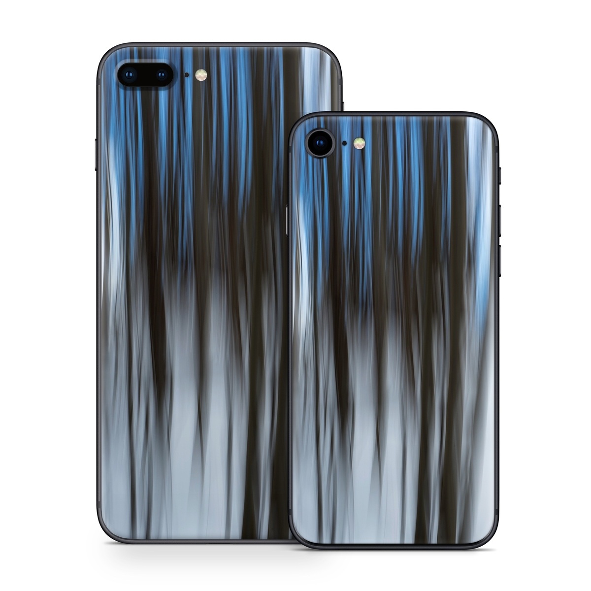 iPhone 8 Series Skin design of Water, Blue, Natural environment, Tree, Forest, Line, Waterfall, Plant, Black-and-white, Reflection, with black, white, blue colors