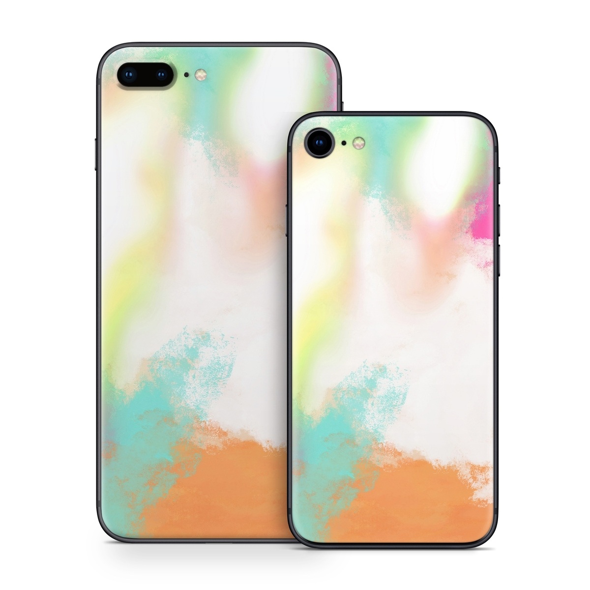 iPhone 8 Series Skin design of Sky, Yellow, Orange, Pink, Art, Illustration, Visual Arts, Pattern, Colorfulness, Watercolor Paint, with white, pink, orange, yellow, blue, brown colors