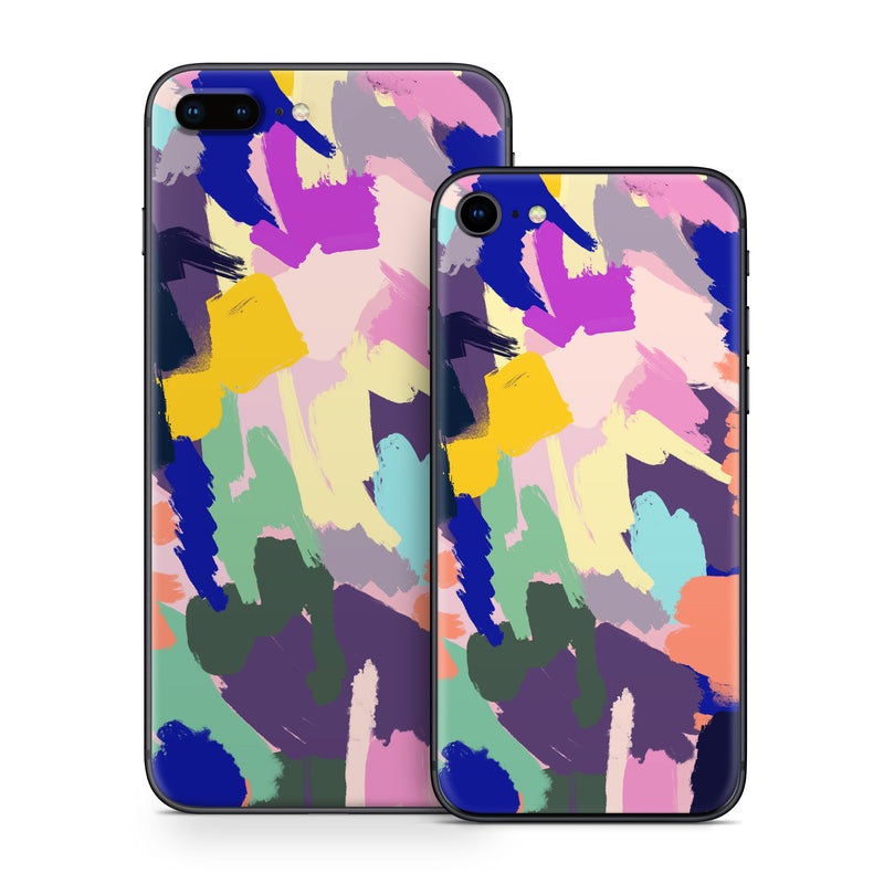 iPhone 8 Series Skin design of Blue, Orange, Pink, Paint, Art Paint, Creative arts, Graphics, Modern art, with yellow, green, orange, blue, purple, black colors