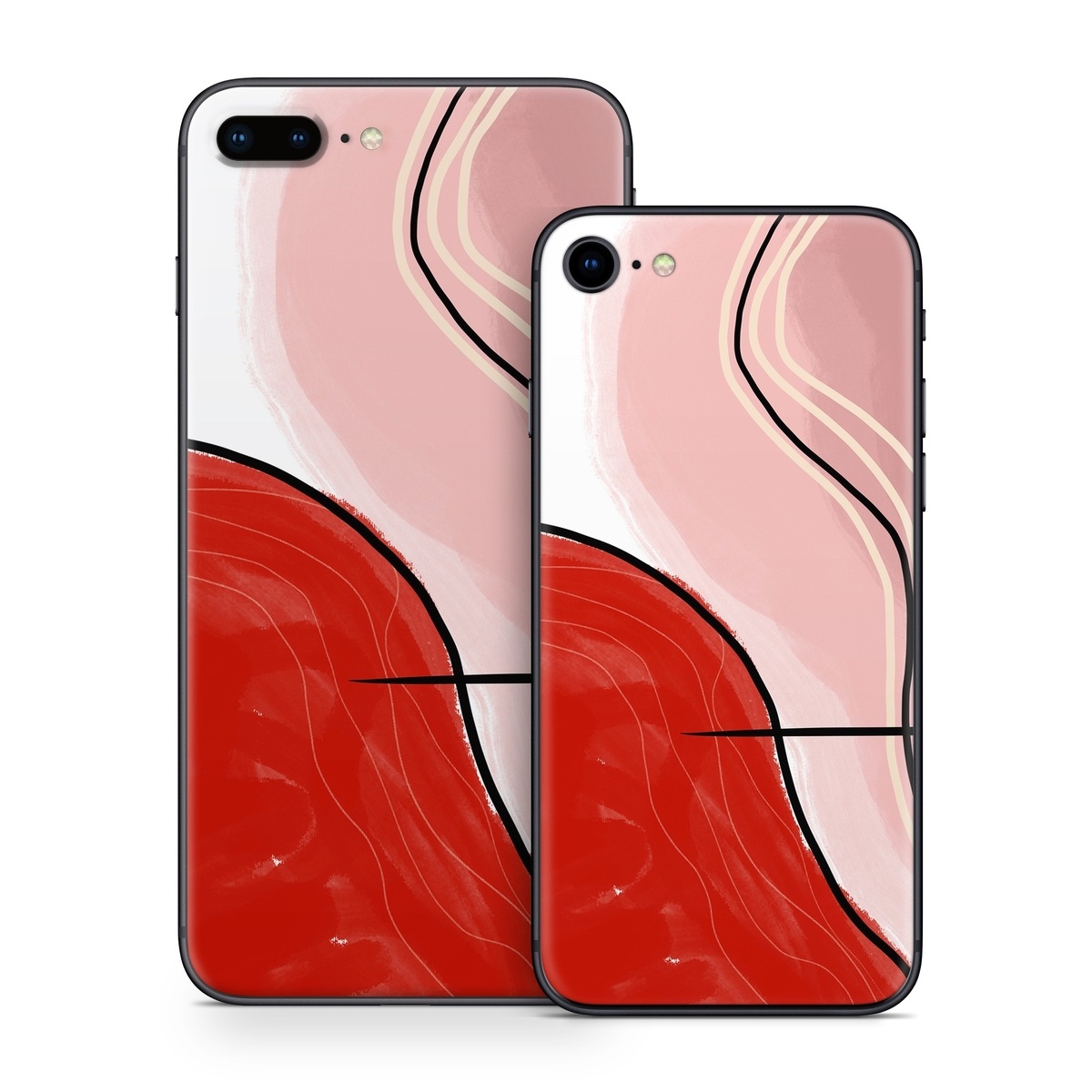 iPhone 8 Series Skin design of Red, Line, Lip, Material Property, Mouth, Illustration, Graphics, Liquid, Modern Art, Graphic Design, Art, with white, black, brown, red colors