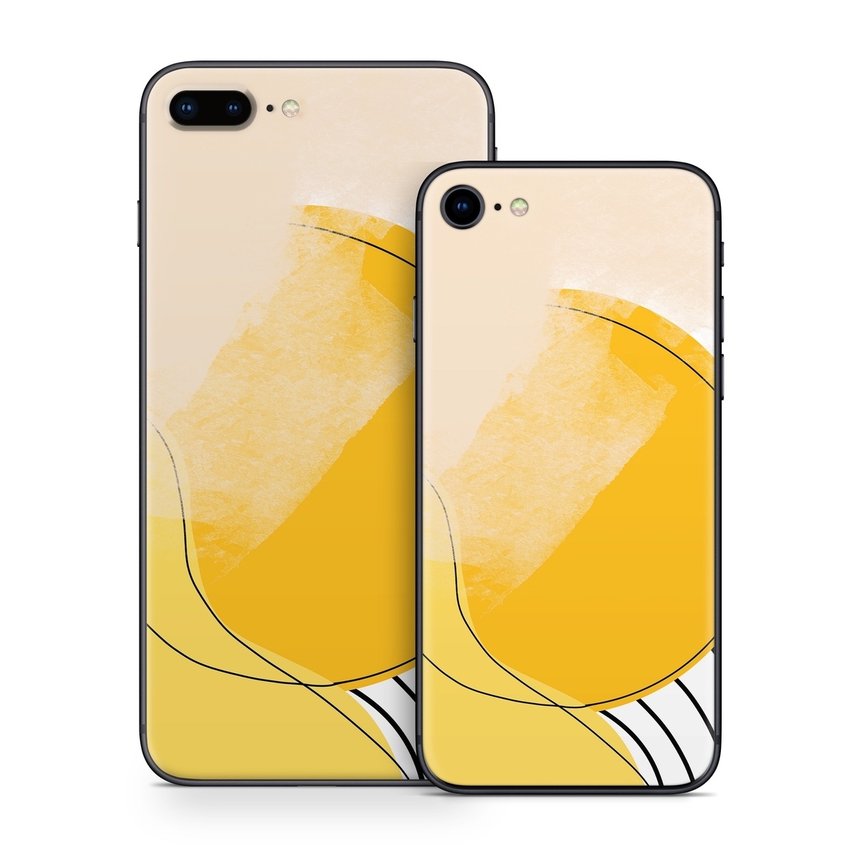iPhone 8 Series Skin design of Yellow, Line, Illustration, Graphics, with white, black, brown, yellow colors