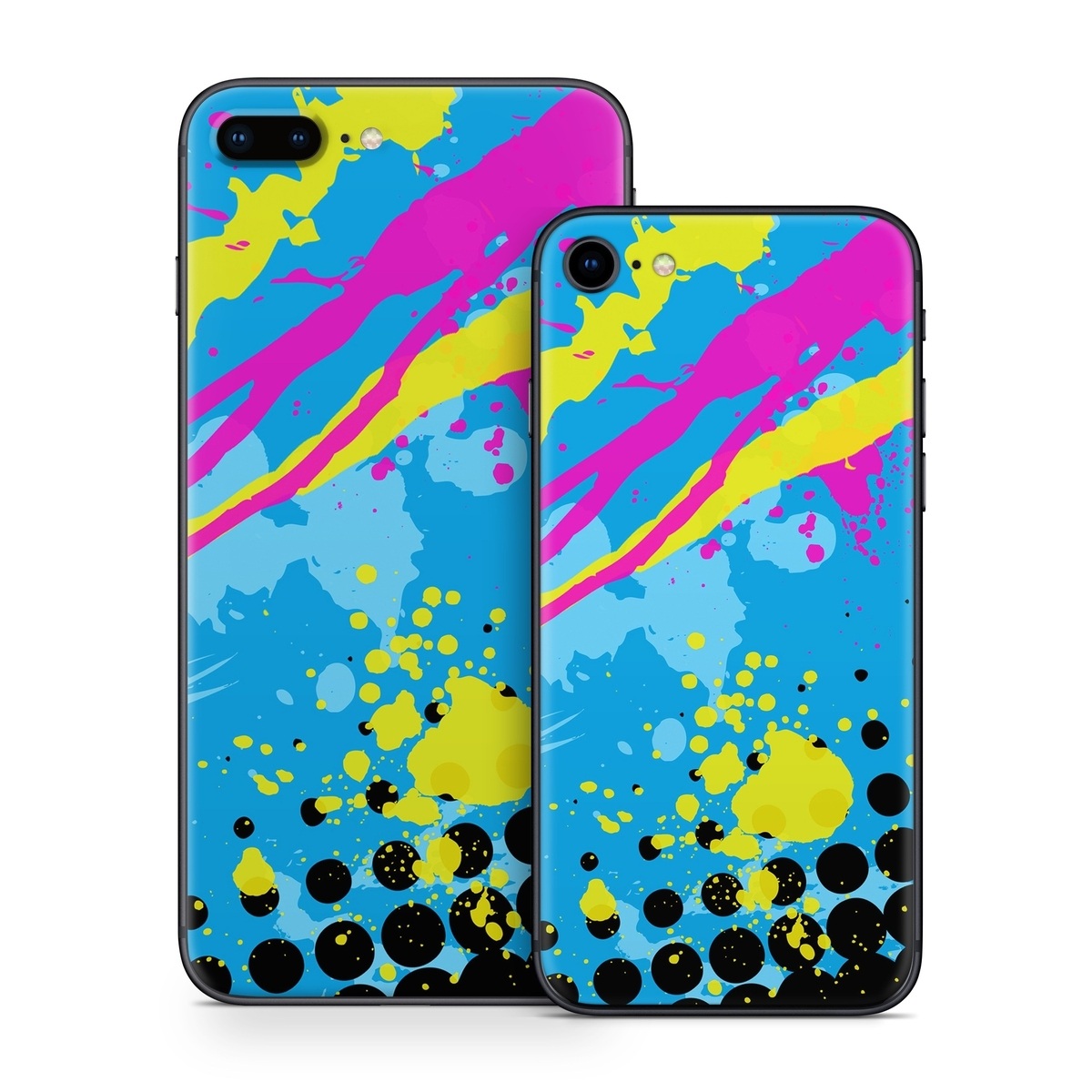 iPhone 8 Series Skin design of Blue, Colorfulness, Graphic design, Pattern, Water, Line, Design, Graphics, Illustration, Visual arts, with blue, black, yellow, pink colors