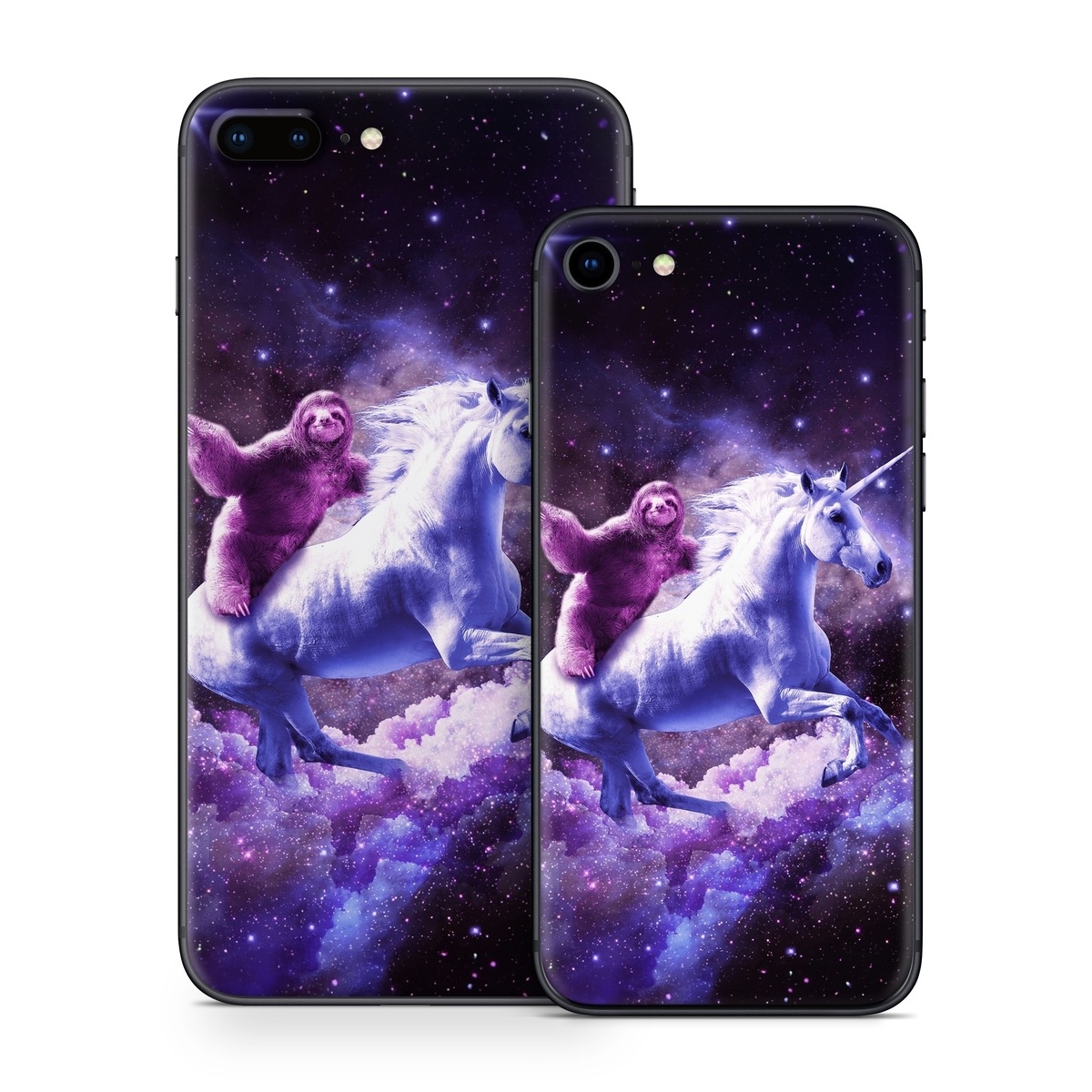 iPhone 8 Series Skin design of Purple, Unicorn, Fictional character, Violet, Mythical creature, Illustration, Sky, Graphic design, Space, Constellation, with black, white, blue, purple, gray, brown colors