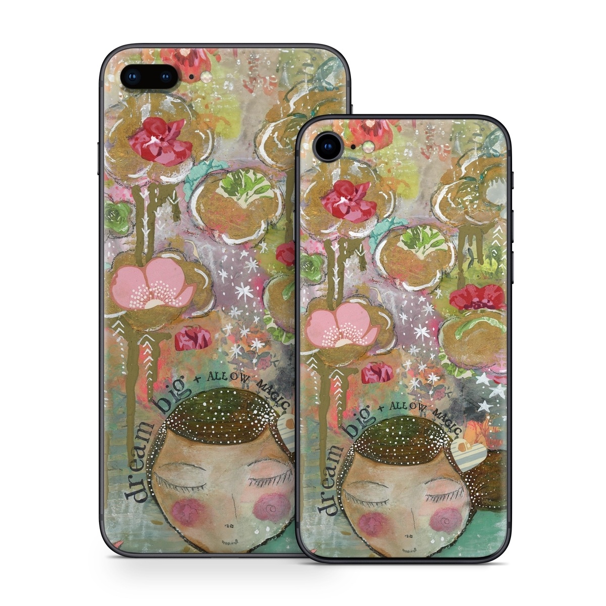 iPhone 8 Series Skin design of Painting, Pink, Illustration, Art, Child art, Watercolor paint, Drawing, Visual arts, Still life, with brown, pink, red, green, white, black, orange, gray colors