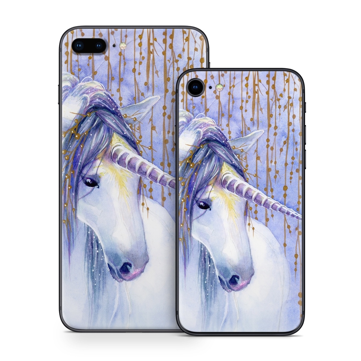 iPhone 8 Series Skin design of Horse, Eyelash, Painting, Working animal, Line, Art, Paint, Snout, Pack animal, Illustration, with white, purple, brown, yellow colors