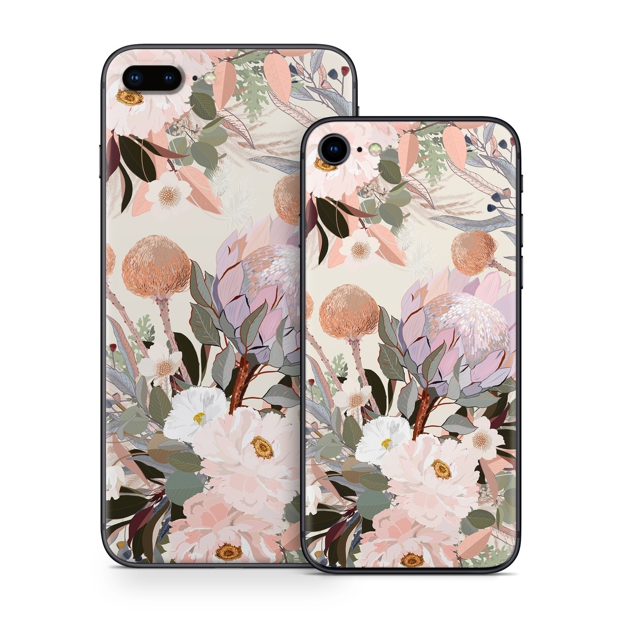 iPhone 8 Series Skin design of Flower, Floral design, Watercolor paint, Plant, Spring, Branch, Flower Arranging, Lilac, Floristry, Petal, with pink, purple, green, brown, white, yellow, black colors