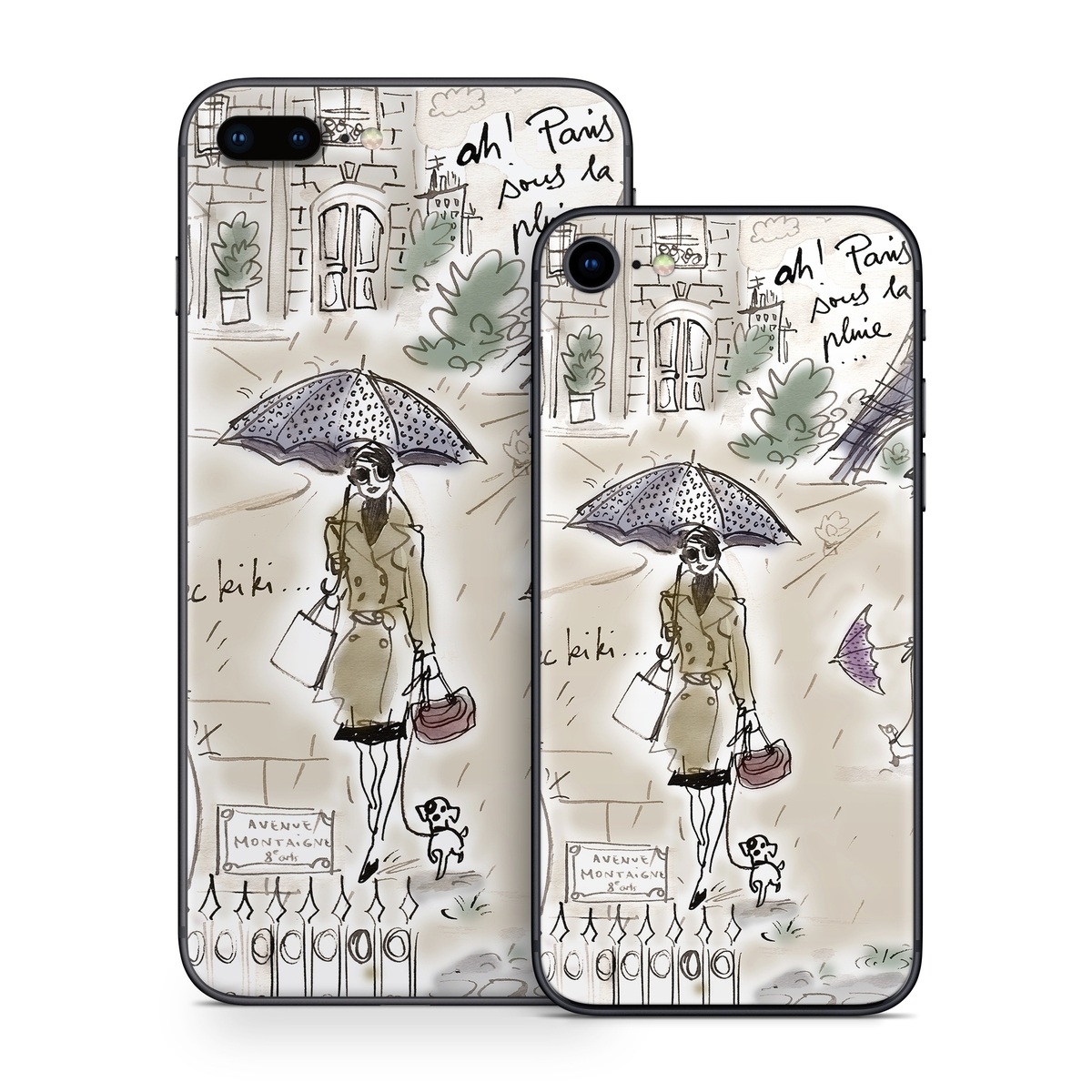 iPhone 8 Series Skin design of Cartoon, Umbrella, Illustration, Organism, Art, Fiction, Fictional character, with brown, gray, purple colors