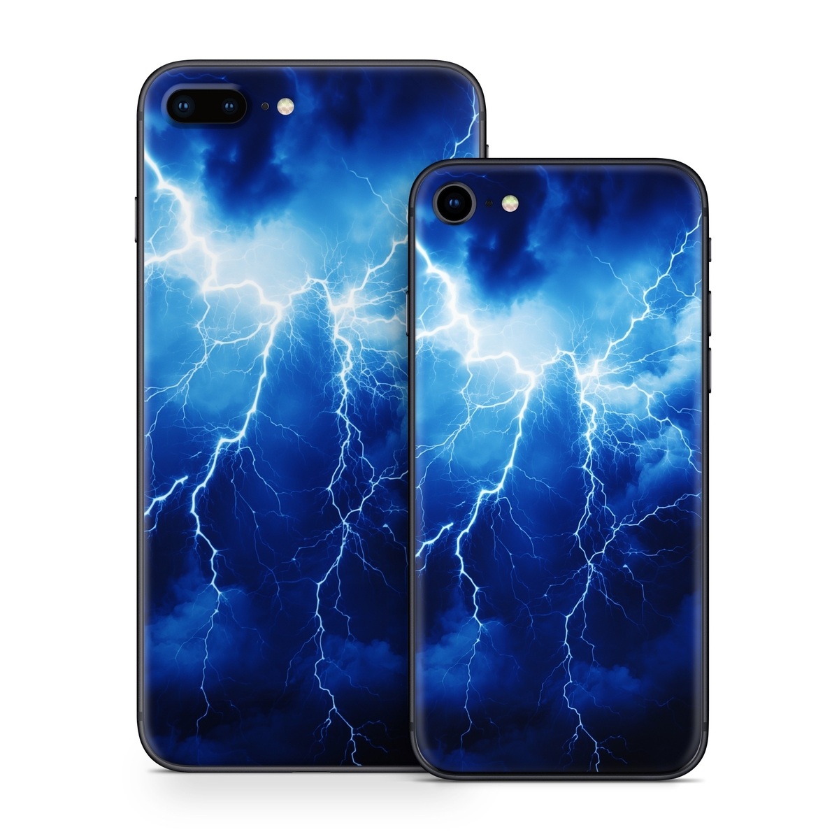 iPhone 8 Series Skin design of Thunder, Sky, Atmosphere, Daytime, Cloud, Water, Lightning, Light, Azure, Natural environment, with black, blue colors
