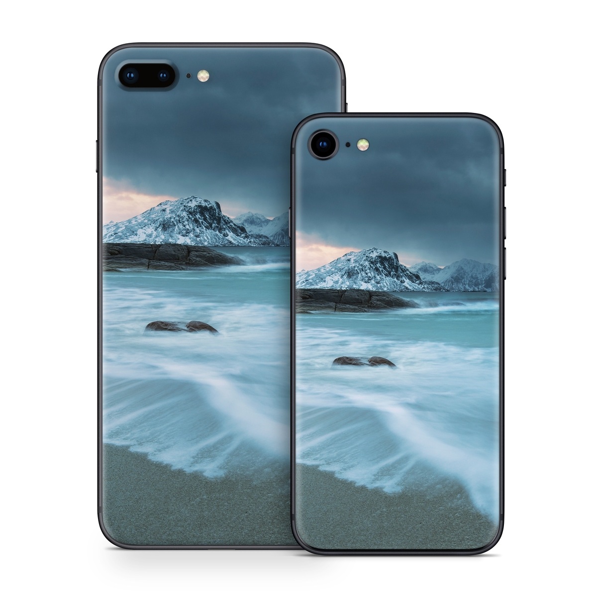 iPhone 8 Series Skin design of Body of water, Sky, Nature, Sea, Ocean, Wave, Blue, Water, Coast, Wind wave, with white, blue, black, orange colors