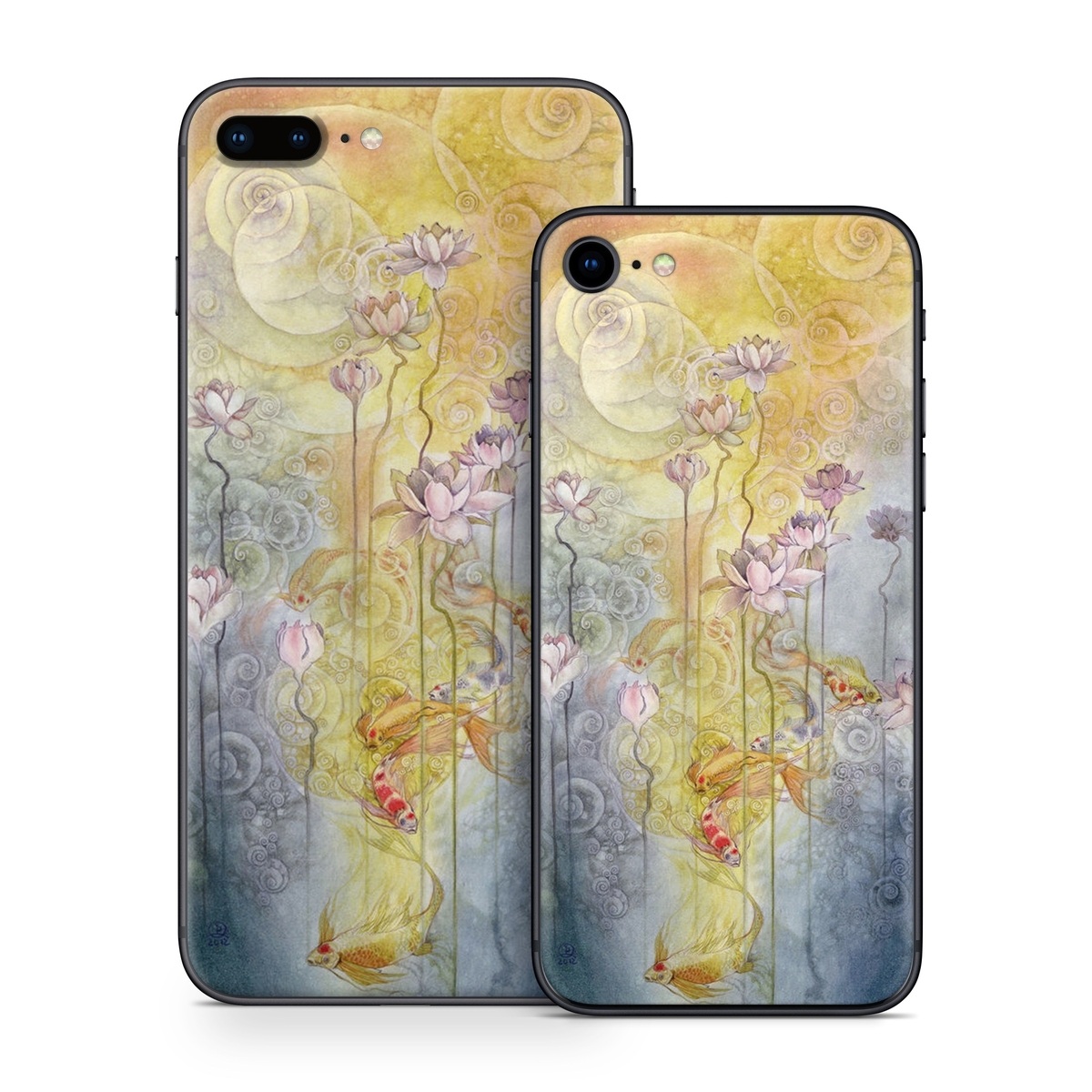 iPhone 8 Series Skin design of Watercolor paint, Painting, Art, Yellow, Flower, Acrylic paint, Floral design, Visual arts, Modern art, Illustration, with blue, red, orange, pink, yellow colors
