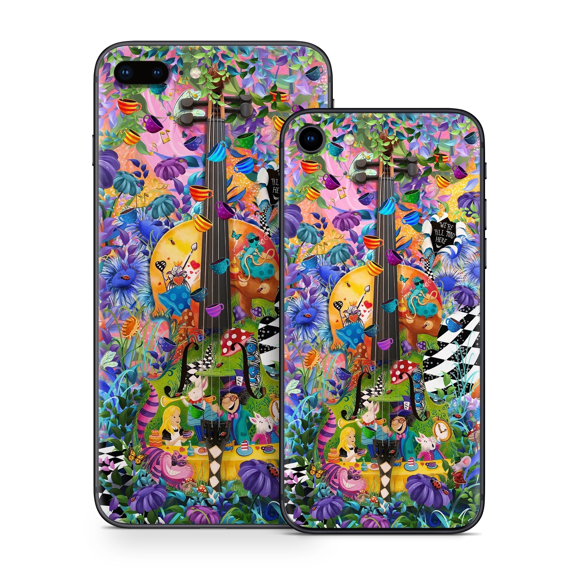 iPhone 8 Series Skin design of Textile, Organism, Painting, Art, Pattern, Creative arts, Electric blue, Visual arts, Graphics, Illustration, with purple, blue, white, black, yellow, orange, green, pink, brown, red colors