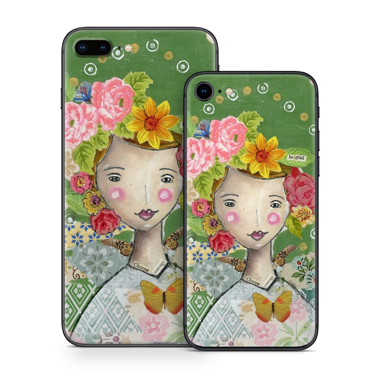 iPhone 8 Series Skin design of Watercolor paint, Illustration, Art, Painting, Plant, Flower, Visual arts, Paint, Child art, Acrylic paint, with green, pink, red, orange, white, blue, brown colors