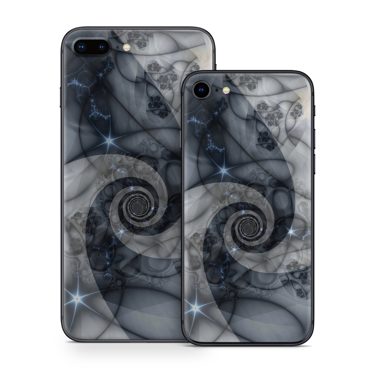 iPhone 8 Series Skin design of Eye, Drawing, Black-and-white, Design, Pattern, Art, Tattoo, Illustration, Fractal art, with black, gray colors