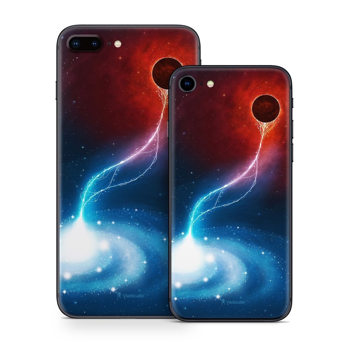 iPhone 8 Series Skin design of Outer space, Atmosphere, Astronomical object, Universe, Space, Sky, Planet, Astronomy, Celestial event, Galaxy, with blue, red, black colors