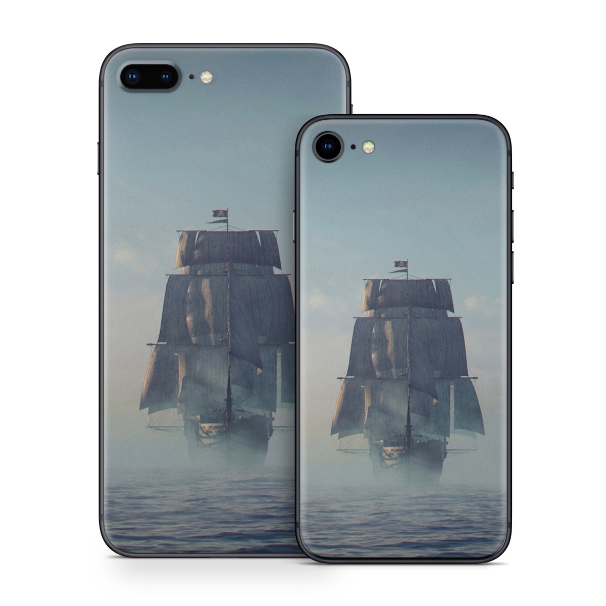 iPhone 8 Skin design of Atmospheric phenomenon, Vehicle, Mode of transport, Watercraft, Ship, Sea with white, blue, black, gray colors