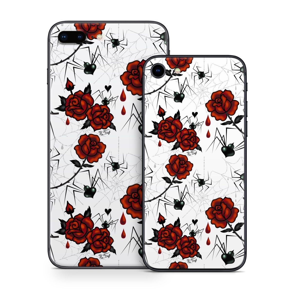 iPhone 8 Series Skin design of Red, Pattern, Flower, Plant, Design, Floral design, Petal, Coquelicot, Wildflower, Rose, with black, white, red colors