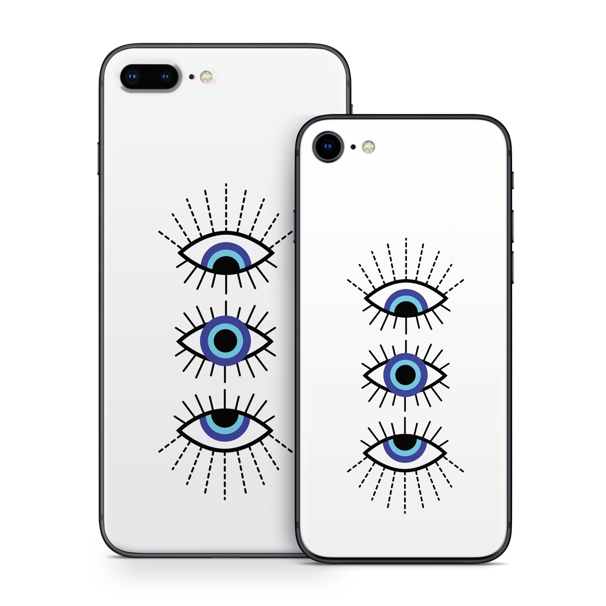 iPhone 8 Series Skin design of Eyebrow, Eyelash, Iris, Art, Font, Circle, Electric blue, Symmetry, Illustration, Graphics, with black, white, blue, purple colors