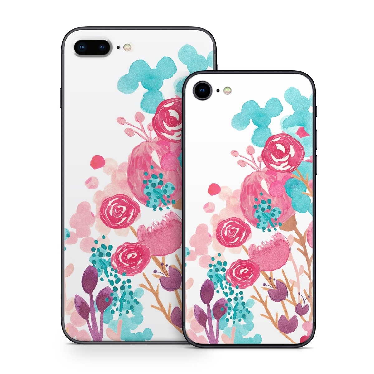 iPhone 8 Series Skin design of Pink, Pattern, Design, Illustration, Clip art, Plant, Graphics, Art, with white, pink, purple, blue, red colors