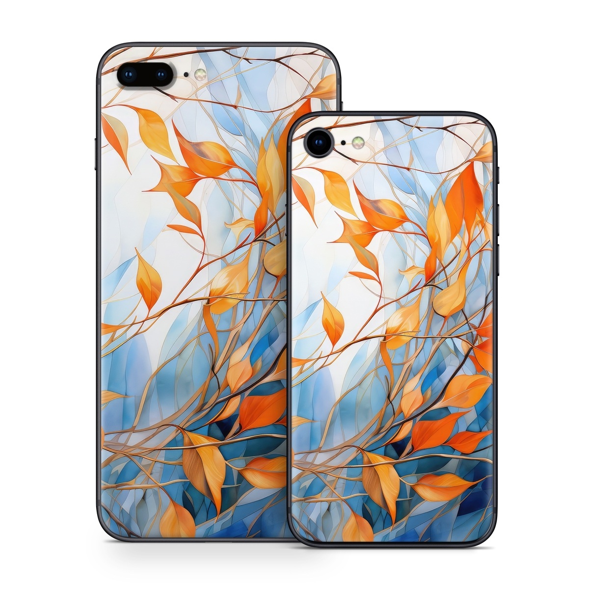 iPhone 8 Series Skin design of Plant, Amber, Twig, Branch, Orange, Vegetation, Natural landscape, Tree, Woody plant, Deciduous, with yellow, orange, red, blue, white, purple colors