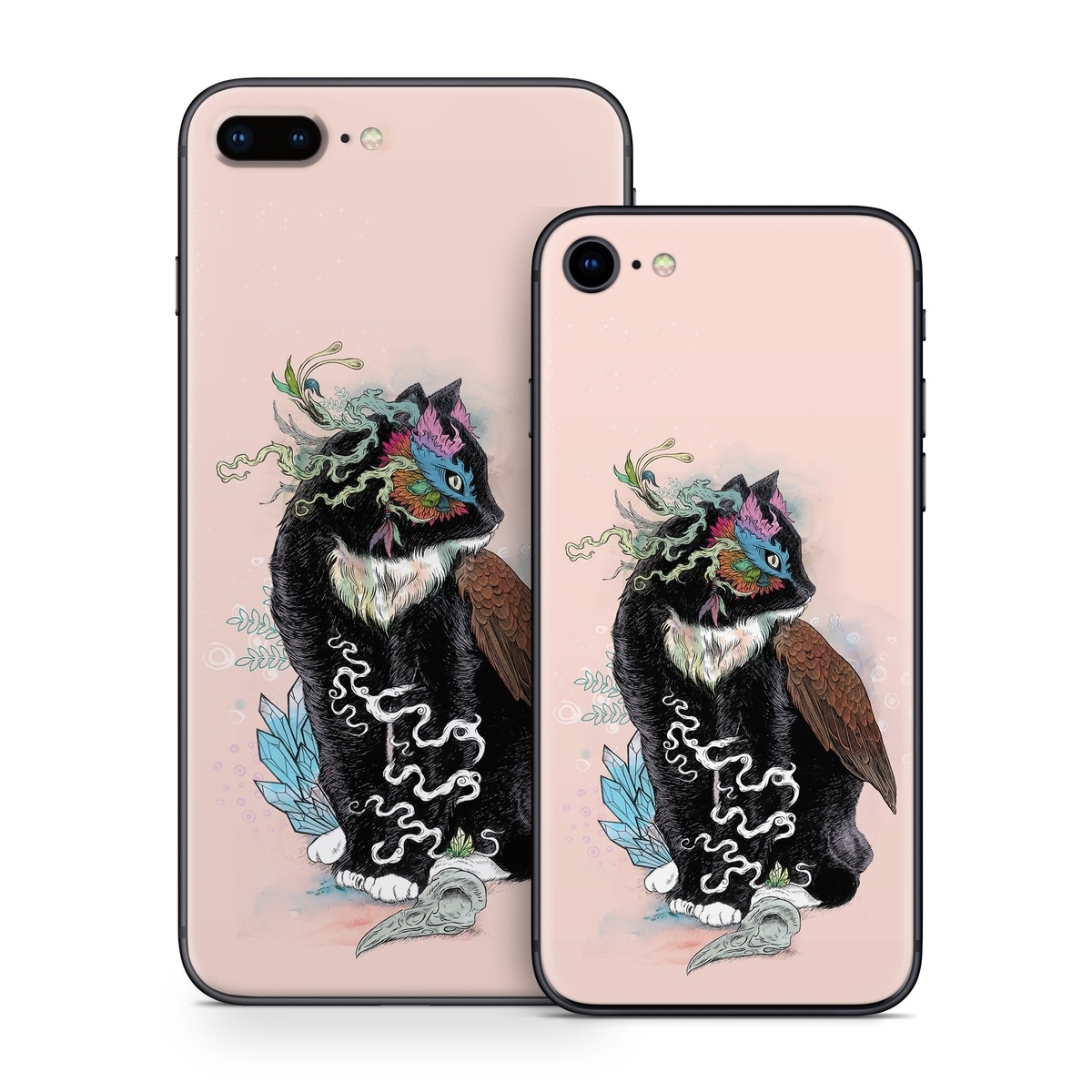  Skin design of Illustration, Owl, Art, Graphic design, Cat, Tail, with pink, black, brown, red, green colors