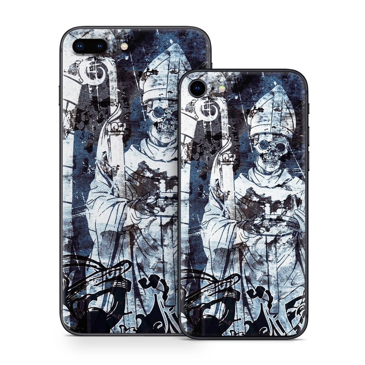 iPhone 8 Series Skin design of Illustration, Art, Monochrome, Visual arts, Drawing, Black-and-white, Graphic design, Fictional character, Fiction, Sketch, with white, black, blue, gray colors