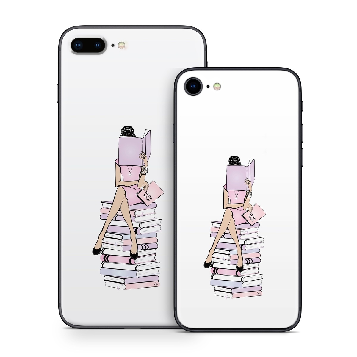 iPhone 8 Series Skin design of Gesture, Art, Cartoon, Font, Drawing, Illustration, Painting, Fictional character, Animation, Diagram, with black, white, pink, purple, blue, yellow, brown colors