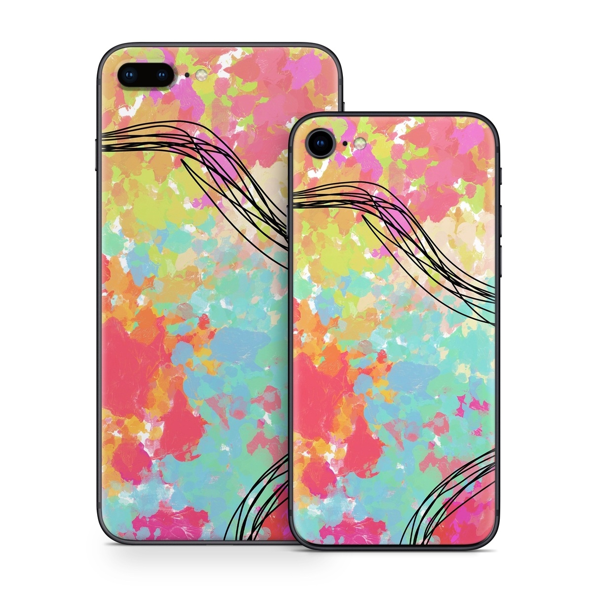 iPhone 8 Series Skin design of Pattern, Line, Graphic Design, Design, Visual Arts, Art, Plant, Wallpaper, Illustration, Cg Artwork, with black, white, red, pink, blue, green, yellow, orange, brown colors