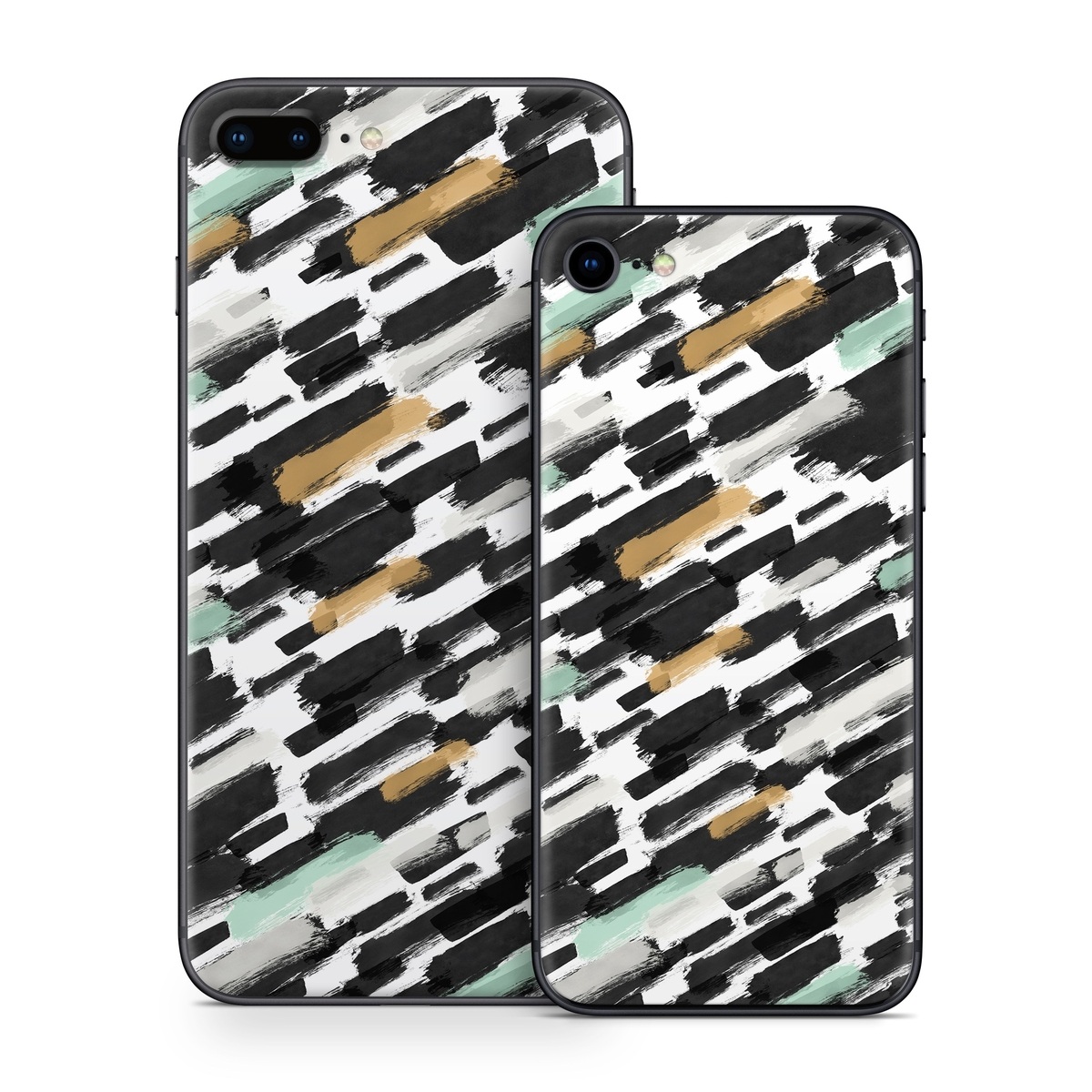 iPhone 8 Series Skin design of Pattern, Line, Design, Material property, Rectangle, with black, white, orange, blue, yellow colors