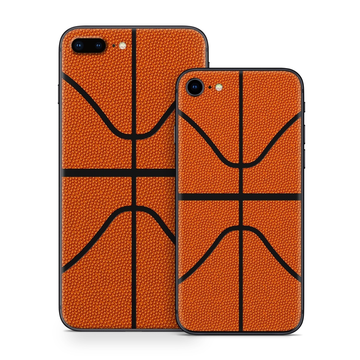 iPhone 8 Series Skin design of Orange, Basketball, Line, Pattern, Sport venue, Brown, Yellow, Design, Net, Team sport, with orange, black colors
