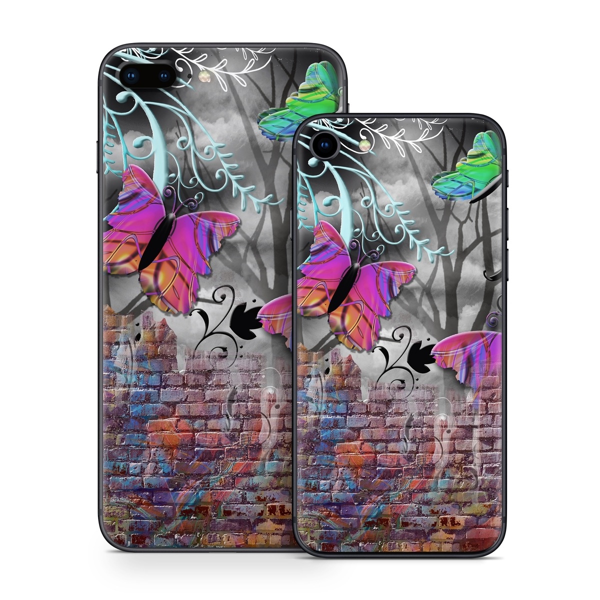 iPhone 8 Series Skin design of Purple, Graphic design, Art, Pattern, Graffiti, Organism, Street art, Wall, Font, Illustration, with red, black, gray, purple, orange, blue, green colors