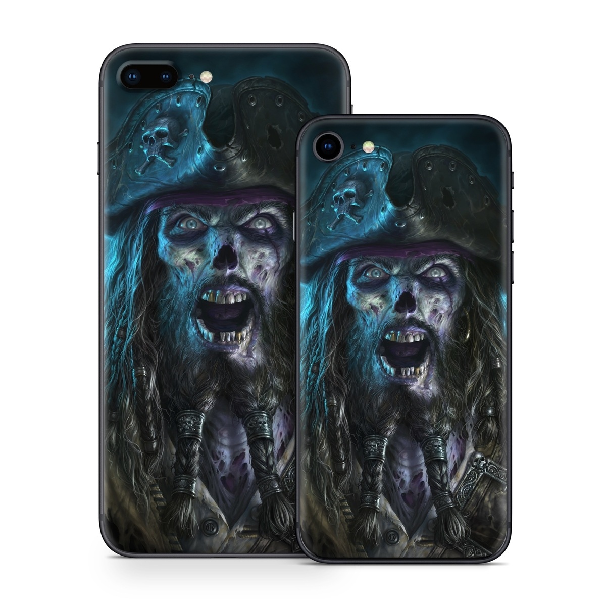 iPhone 8 Series Skin design of Darkness, Illustration, Art, Ghost, Fictional character, Beard, with black, white, blue, gray colors