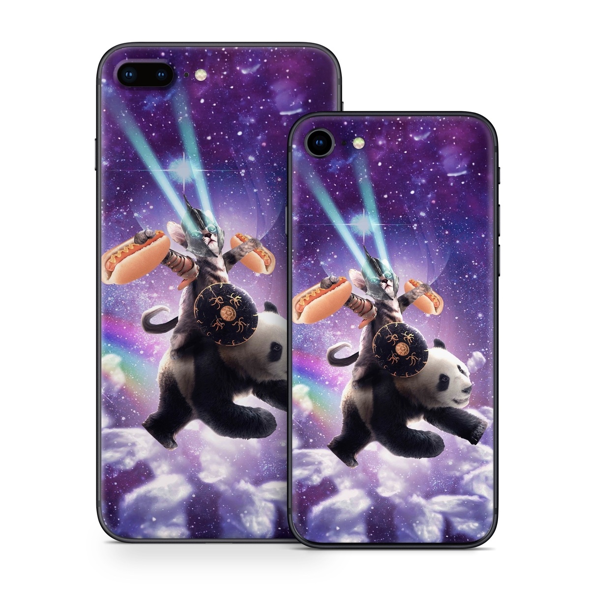 iPhone 8 Series Skin design of Bear, Illustration, Outer space, Animated cartoon, Graphic design, Teddy bear, Space, Sky, Graphics, Fictional character, with black, white, blue, brown, gray, red, yellow, green, pink colors