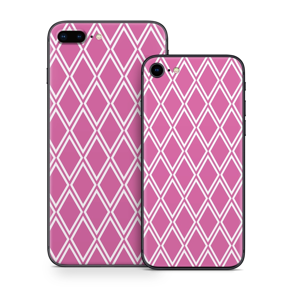 iPhone 8 Series Skin design of Pink, Rectangle, Font, Material property, Magenta, Symmetry, Parallel, Pattern, Peach, Circle, with pink, white colors