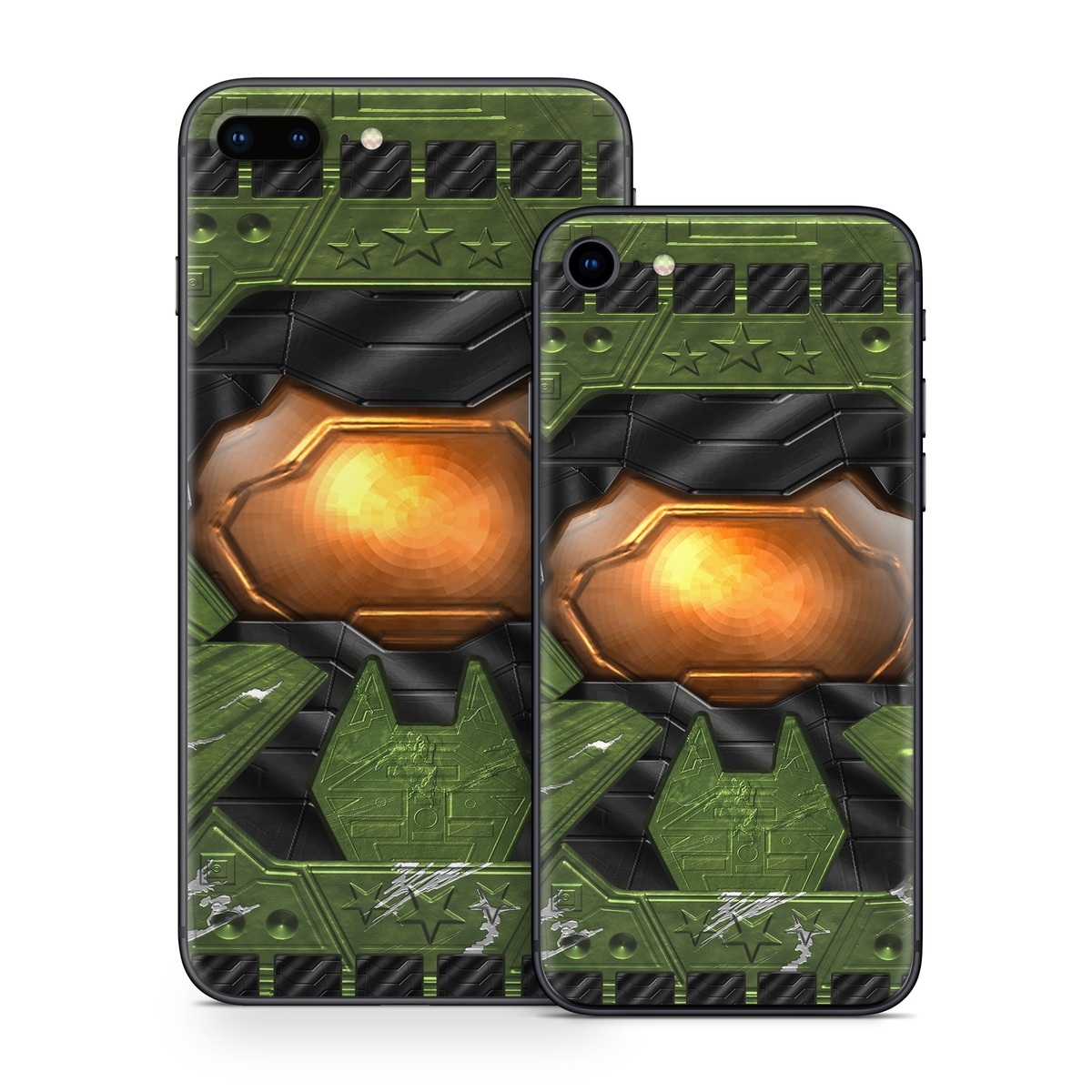 iPhone 8 Series Skin design of Green, Fictional character, Games, Fiction, Pc game, Illustration, Strategy video game, Digital compositing, Art, Screenshot, with green, yellow, orange, black colors