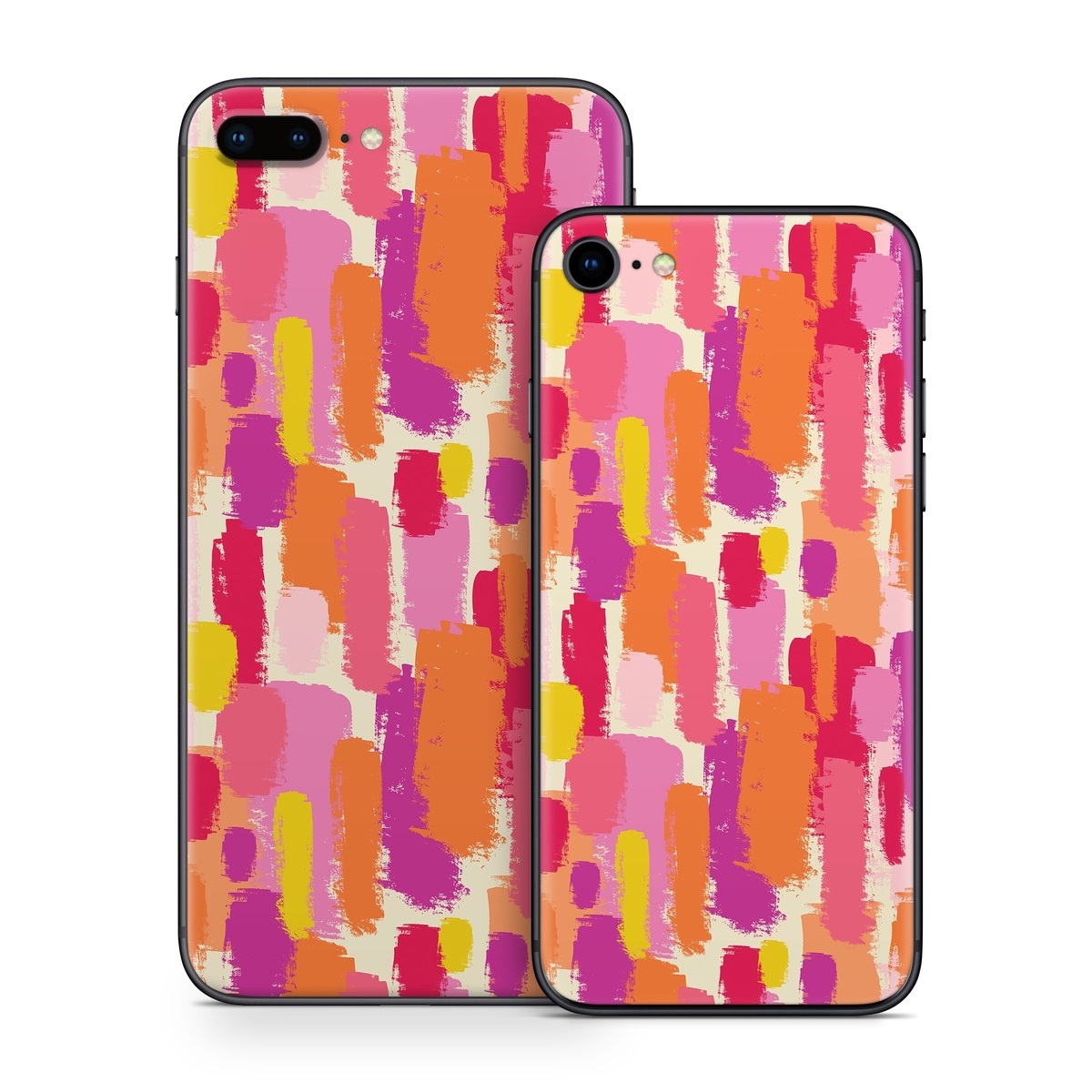iPhone 8 Series Skin design of Font, Material property, Magenta, Pattern, Art, Graphics, Tints and shades, Visual arts, Design, Graphic design, with orange, yellow, pink, purple, red, white colors