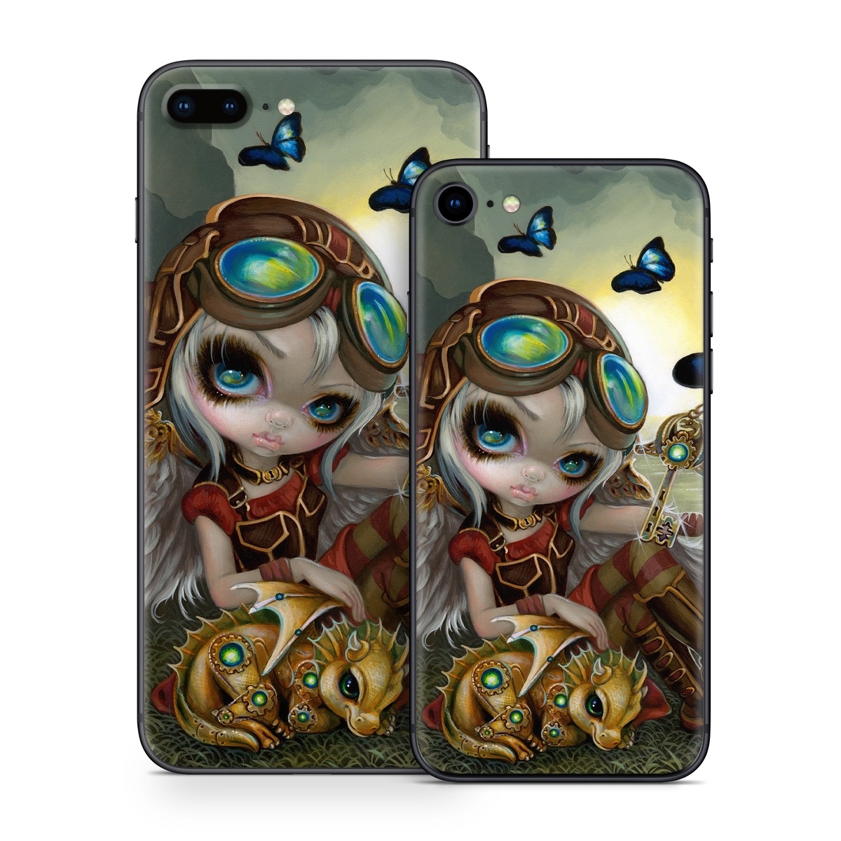iPhone 8 Series Skin design of Cg artwork, Illustration, Fictional character, Art, Mythology, Games, Massively multiplayer online role-playing game, with black, green, red, yellow, brown, blue colors