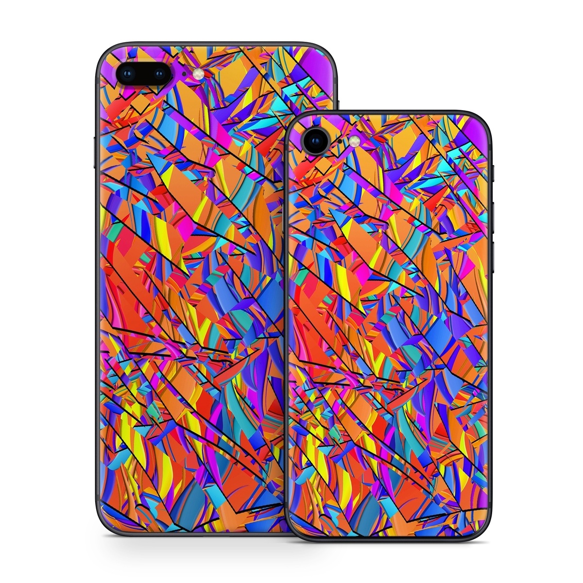 iPhone 8 Series Skin design of Pattern, Psychedelic art, Line, Visual arts, Art, with orange, yellow, blue, purple, pink colors