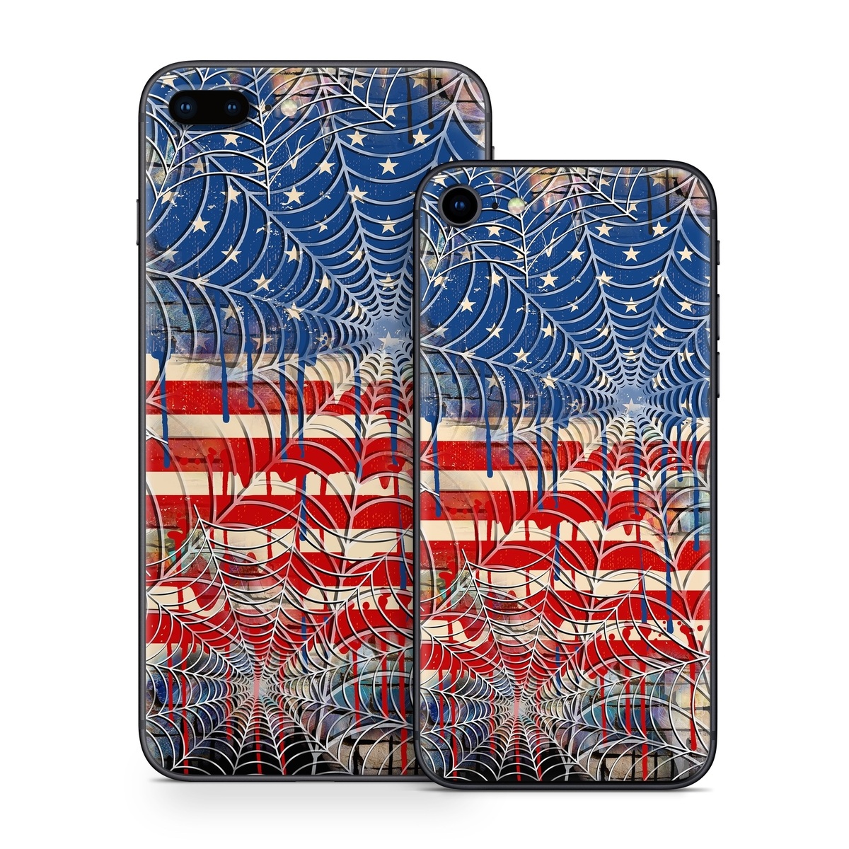 iPhone 8 Series Skin design of Graffiti, Art, Pattern, Flag, Street art, Line, Textile, Mural, Modern art, with red, blue, white, black colors