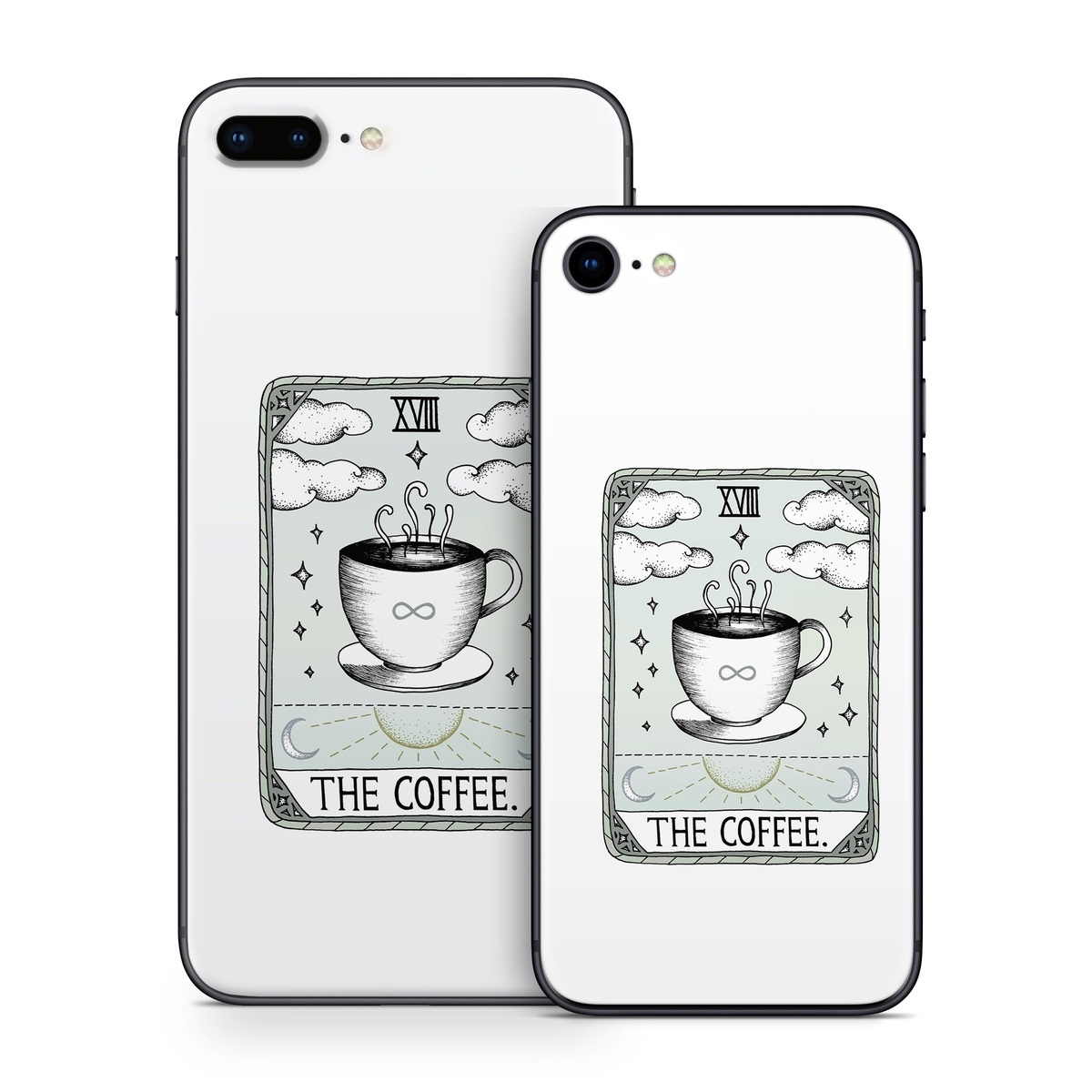 iPhone 8 Series Skin design of Cup, Cartoon, Drinkware, Coffee cup, Tableware, Teacup, Illustration, Drink, Line art, with white, black, green, gray, yellow colors