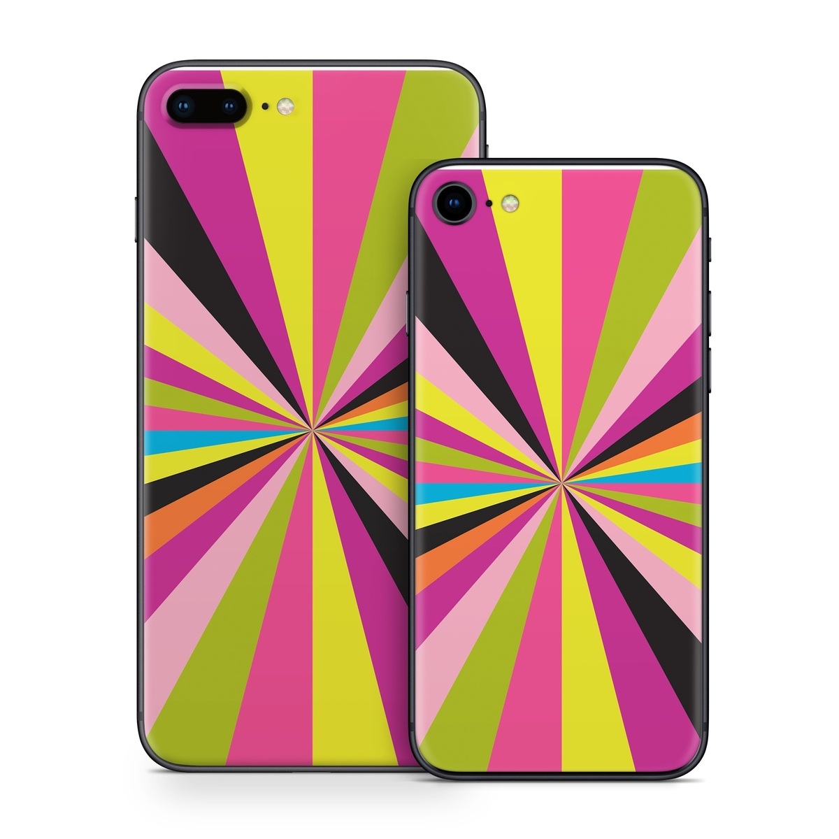 iPhone 8 Series Skin design of Colorfulness, Material property, Magenta, Symmetry, Tints and shades, Creative arts, Pattern, Electric blue, Art, Design, with black, pink, yellow, purple, green, blue, orange colors