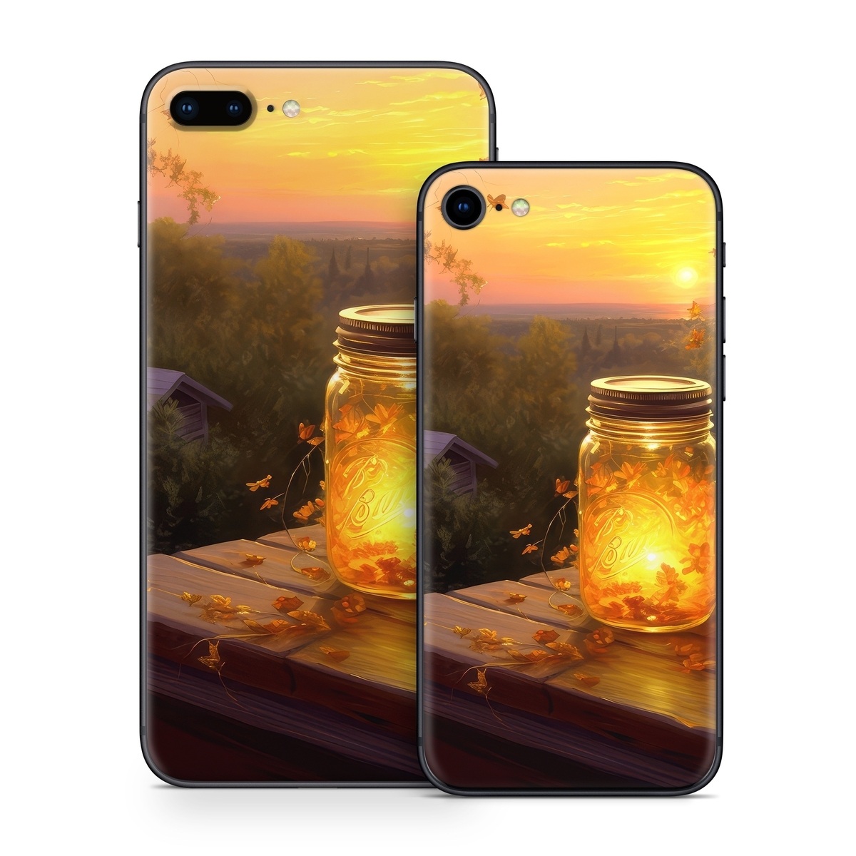 iPhone 8 Series Skin design of Sky, Plant, Amber, Candle, Wood, Orange, Sunlight, Cloud, Sunset, Heat, with yellow, orange, black, green, gray, red colors