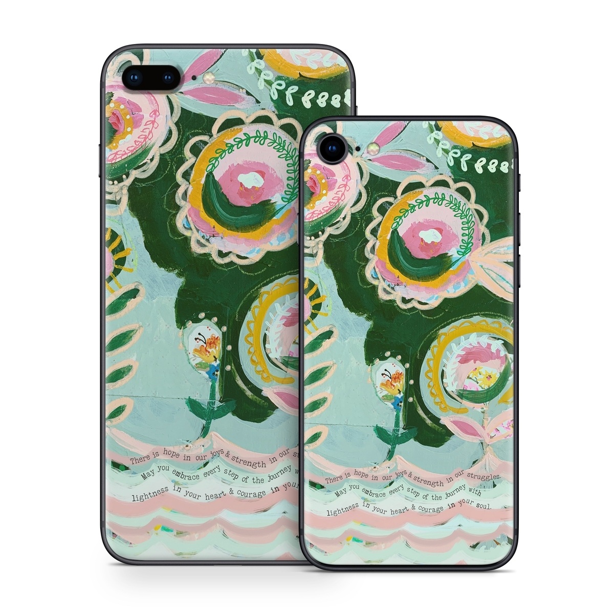 iPhone 8 Series Skin design of Textile, Art, Font, Creative arts, Pattern, Painting, Circle, Illustration, Motif, Drawing, with blue, green, pink, yellow, orange, black colors