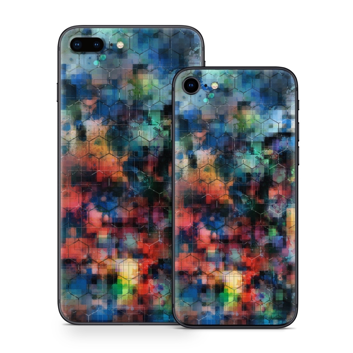 iPhone 8 Series Skin design of Blue, Colorfulness, Pattern, Psychedelic art, Art, Sky, Design, Textile, Dye, Modern art, with black, blue, red, gray, green colors
